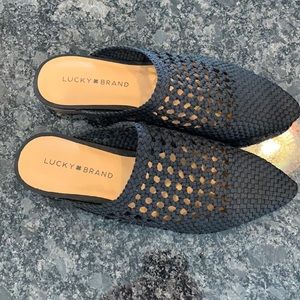 Lucky Brand 7.5 black mules. Like new
